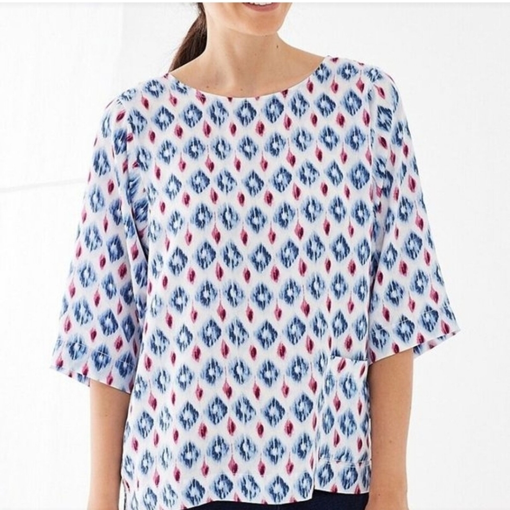 Pure Jill J. Jill Women's Ikat Print Tencel Easy Fit Top Size Medium